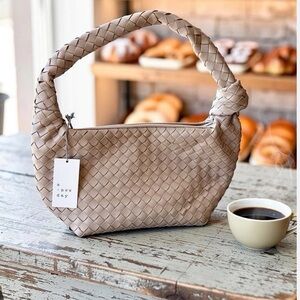 A New Day Beige Woven Shoulder Bag